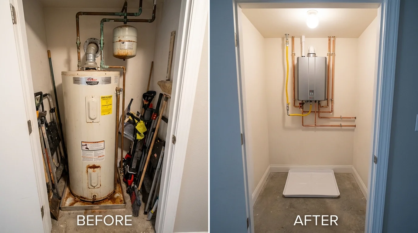 Tank water heater versus wall-mounted tankless unit comparison for Albany, MO homeowners